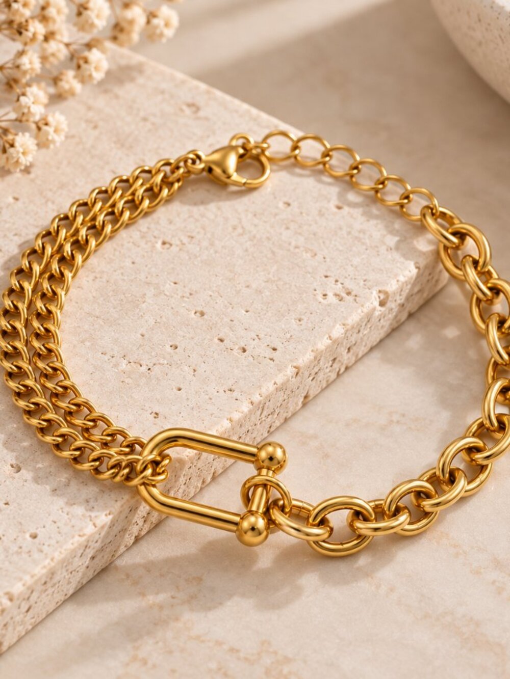 8" Womens 14K Gold Chain Link Style Bracelet 14 Karat Silver Jewelry NEW 8 inch